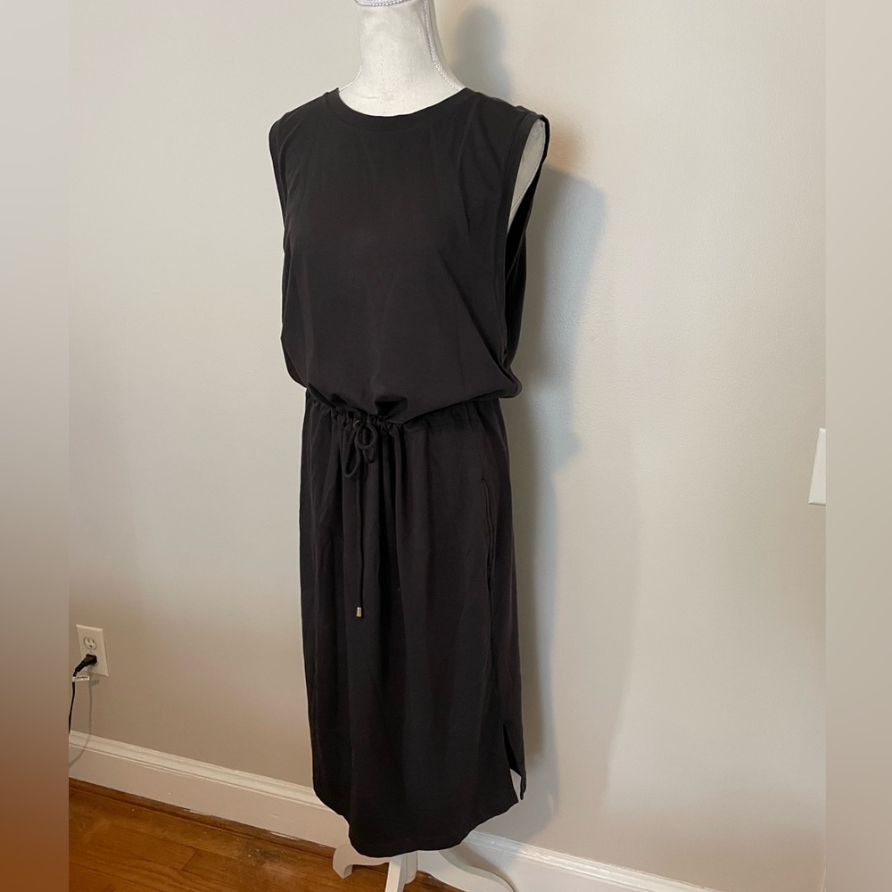 Johnston & Murphy Black Midi Drawstring Dress